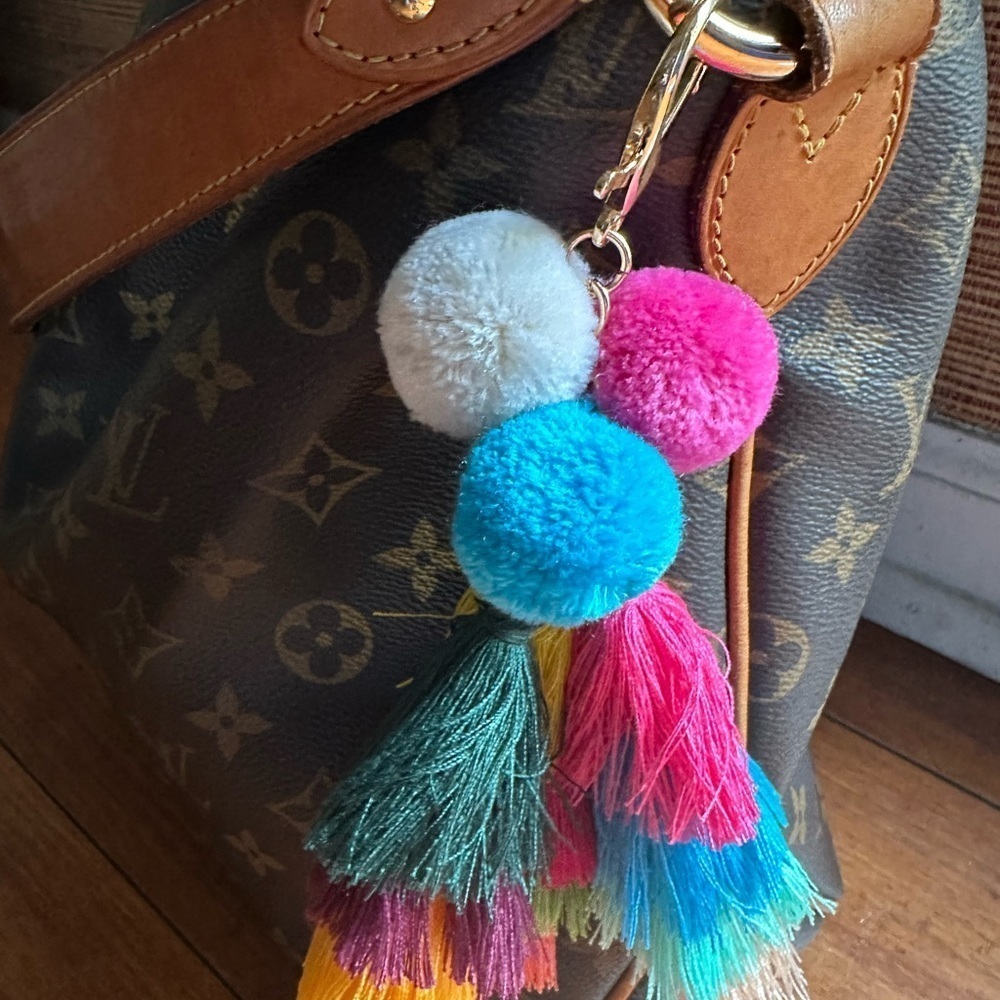 Colorful Pom Pom Charm or keychain